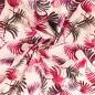 Preview: Baumwoll Popeline Blätter Pink/Anthrazit auf Natur